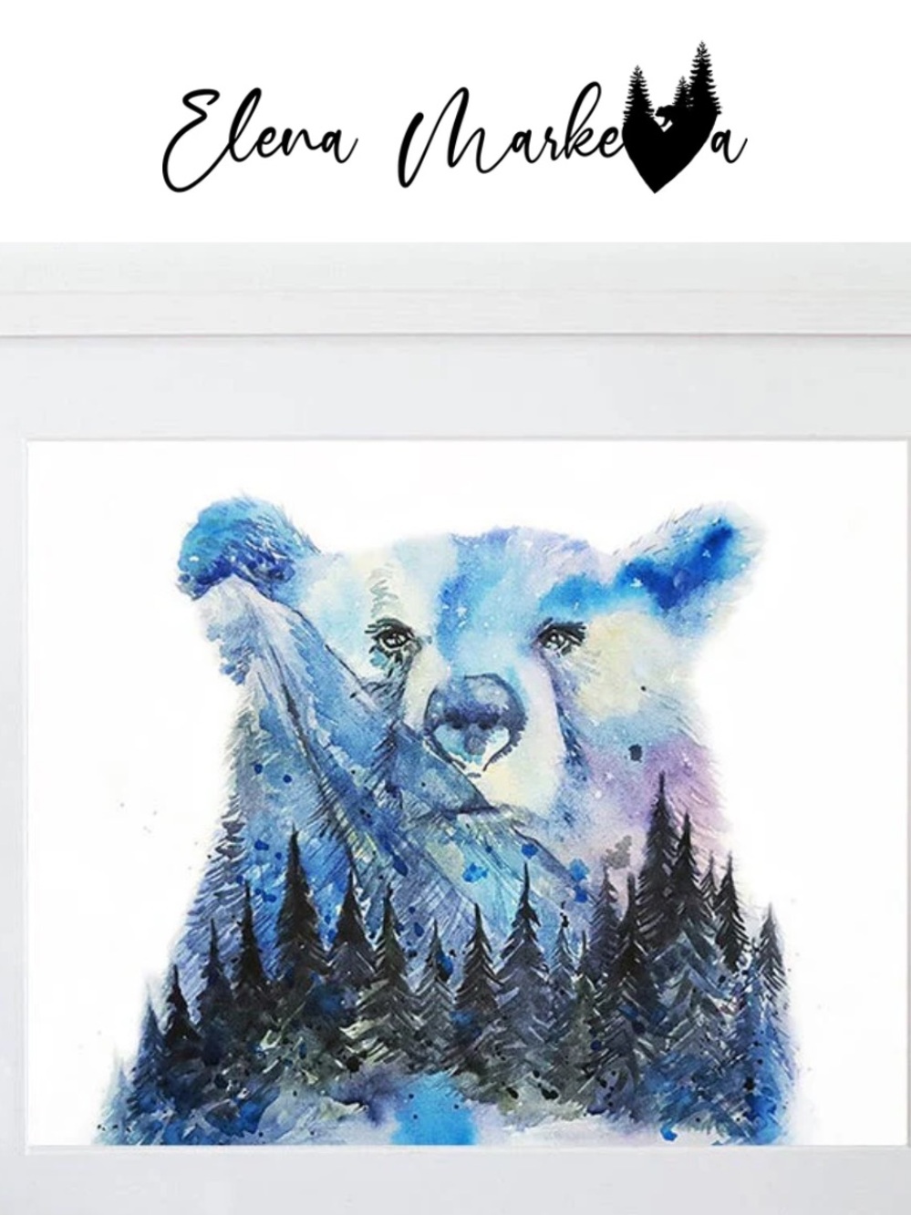 Aurora Bear Art Print Northern Lights Wall Print Boho Nature Decor